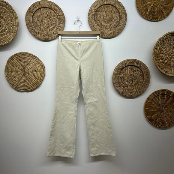 $128 Aritzia Wilfred Free Goodtime Pant 4 Mid Rise Flare Neutral Minimalist - Picture 2 of 7